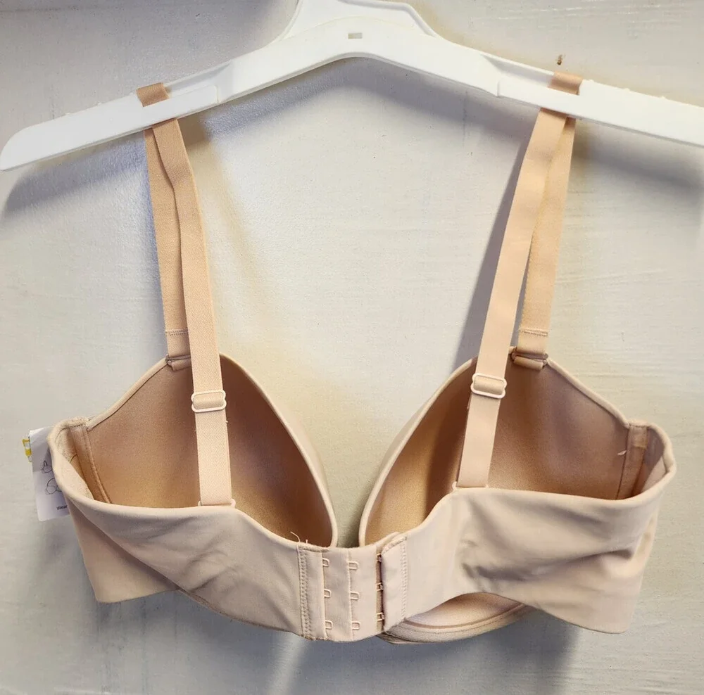 New Auden Women's Beige Underwire Lightly Line Bra Adjustable Straps Size 38DD